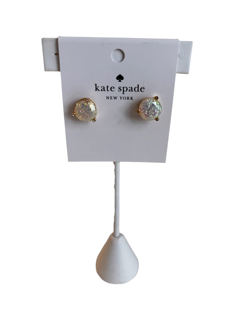 Kate Spade Rise and Shine Iridescent Glitter Stud Earrings.